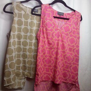 The Royal Standard Sleeveless Blouse M Lot of 2 Lightweight Tan Pink